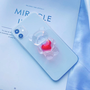 Customized Color Transparent Mobile Holder 3D Resin Bear With Heart Phone Grip Eject Phone <strong>Socket</strong> for Phone Accessories - Product Image 6