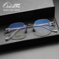 Lunettes de luxe sans monture style vintage chromé pour homme, monture en titane, forme cœur