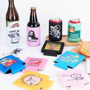 Manchon isotherme pour bière en néoprène, personnalisé, écologique, flexible, recyclable, avec motif de dessin animé et fermeture éclair, pour la sublimation - Product Image 6