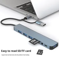 Dual-Head 8-in-1 Aluminium Alloy Docking Station Hub USB-C 3.0 dengan Dukungan Kartu SD Adaptor Pengisian Daya PD untuk Laptop/Ponsel/iPad