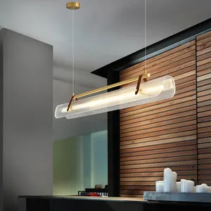 Unique Customized Dimming Golden Acrylic Lamp Body LED Chandelier Lighting Villa Corridor Loft Ceiling Lamp