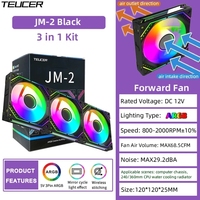 TEUCER-Kit ventilateur de refroidissement pour boîtier d'ordinateur avec effet miroir, cycle de lumière PWM 800-2000RPM, 120mm, mm