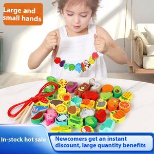 Ensemble de cuisine en bois pour tout-petits de 5 à 7 ans, <span class=keywords><strong>jeu</strong></span> de barbecue, kit d'artisanat, jouets alimentaires, perles, unisexe, vente en gros - Product Image 2