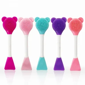 Double Head Silicone Facial Mud Mask Applicator Brush Clean Tools Face Beauty Skin Care Scuber Cleaning Mask Brush
