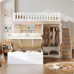 Kids Bedroom Double <strong>Bed</strong> Furniture Twin Over Full/Queen Split Bunk <strong>Bed</strong> <strong>with</strong> <strong>Desk</strong> <strong>and</strong> Stairs - Product Image 5