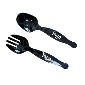 DL575 manico lungo monouso in plastica cucchiaio da portata e forchetta per dolci insalata di Pasta - Product Image 1