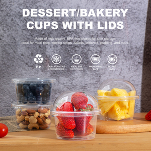 Contenants ronds jetables en <span class=keywords><strong>plastique</strong></span> PP pour pâtisseries, yaourts, salades, coupes à dessert avec couvercles en dôme ou en plat - Product Image 6