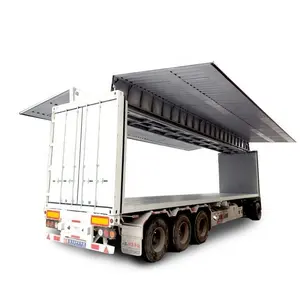 2-axle 32-foot wing van body Wing open semi-trailer untuk dijual baja semi-trailer 9t truk trailer