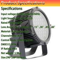 Projecteur PAR LED professionnel 54x3W étanche IP67 à lentilles multiples, stroboscope 1-25Hz, haute performance, contrôle DMX512, faisceau 8-60°