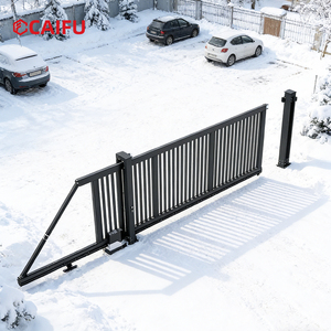 Porte coulissante sans rail en aluminium résistant au froid et au vent, porte électrique suspendue pour cour de villa enneigée - Product Image 4