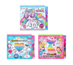 Nouveau livre de croquis à paillettes licorne au design personnalisé bricolage livre d'activités de dessin pour enfants jouets - Product Image 3