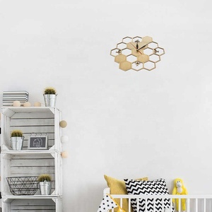Cut Wood <strong>Clock</strong> Honey <strong>Bee</strong> on Honey Comb Hexagon Nature Watch Wall <strong>Clock</strong> Geometric Kitchen Art Decor - Product Image 6