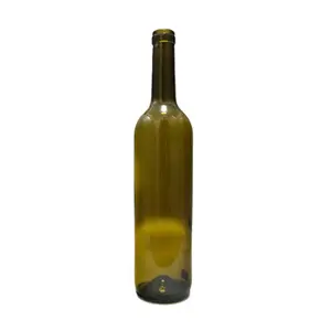 定制徽标750毫升绿色圆形葡萄酒玻璃瓶，带软木塞