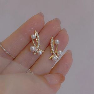 Silver Needle Korean Zircon Pearl Cross <b>Earrings</b> Fashion Light Luxury Shiny Heart <b>Stud</b> <b>Earrings</b> Zircon Cross <b>Earring</b> for Women - Product Image 5