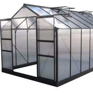 Grande serre solaire personnalisée moderne en polycarbonate triangulaire avec toit en verre, kit de serre à toit en pente, structure en aluminium, véranda de jardin - Product Image 1