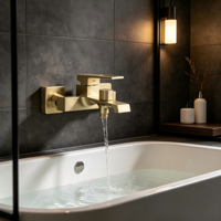 LEBED Système de Mitigeur de Douche Thermostatique Encastré Moderne Mural en Laiton pour Salle de Bain d'Hôtel de Luxe Or Brossé Garantie 5 Ans