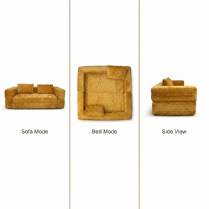 Sofá <span class=keywords><strong>Cama</strong></span> Transformable de Terciopelo sin Marco, Sofá Recto Comprimible, Envío Moderno, Sofá Perezoso de Doble Uso - Product Image 5