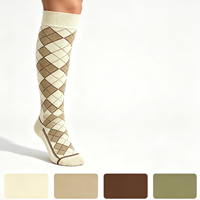Chaussettes d'équitation professionnelles à motif Argyle, chaussettes de sport à compression haute jusqu'au genou, chaussettes d'équitation athlétiques, design personnalisé avec logo