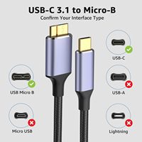 Meilleures ventes de câbles de disque dur USB C3.1 vers Micro USB 5Gbps compatibles avec MacBook Pro IPad/Tablet Samsung Galaxy S24
