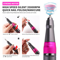 LIMEGRIL Perceuse à ongles portable rechargeable 35000 tr/min, dissolvant de vernis, moteur sans balais, matériau ABS, outil professionnel de salon de manucure