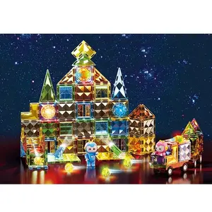 110件轻磁积木玩具钻石表面磁性瓷砖套装DIY建筑积木儿童磁铁积木套装