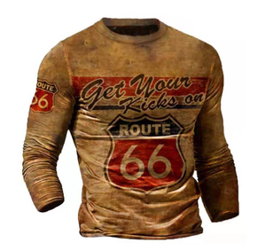 Camiseta Vintage de manga larga para hombre, camisetas con estampado de letras 3D, <span class=keywords><strong>ruta</strong></span> de EE. UU., <span class=keywords><strong>66</strong></span>, de gran tamaño 5XL ropa holgada, otoño - Product Image 5