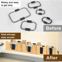 Organisateur de couvercles en bambou empilable et durable pour rangement de placards de cuisine