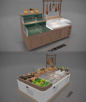 Présentoir de buffet intégré personnalisé, vitrine à double température à refroidissement par air, type échelle, pour fruits de mer et plats cuisinés