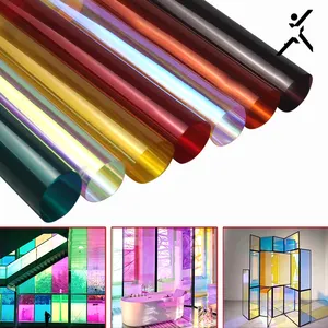 Shopping Mall Commercial Office Building Pink Rainbow Colorful Self Adhesive Decoration Sticker Glass Window Tint Film