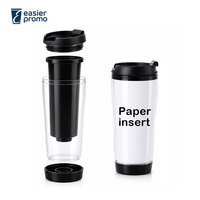Gobelet en plastique acrylique à double paroi de 12 oz avec insert en papier amovible pour la personnalisation DIY