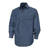 Kemeja Kerja Pria Lengan Panjang, Fit Longgar, Ringan, 100% Katun Chambray, Bernapas, Ekstra Lembut, Bersertifikasi ASTM, Kantong Utilitas