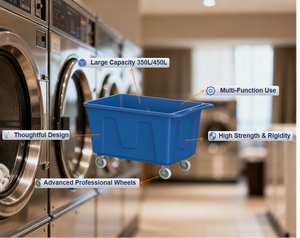 450L nhựa thương mại giặt giỏ hàng với bánh xe tay xe đẩy hàng hóa & Thiết bị lưu trữ - Product Image 4