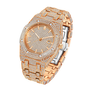 Reloj de Lujo con Cuarzo y Fecha, Estilo Hip Hop, Dorado, con Diamantes, Diseño de Cielo Estrellado, para Hombre - Product Image 5