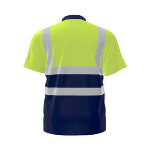 Camisetas Polo de trabajo de alta visibilidad personalizadas con tiras reflectantes camisa de trabajo <span class=keywords><strong>en</strong></span> carretera de seguridad verde fluorescente - Product Image 4