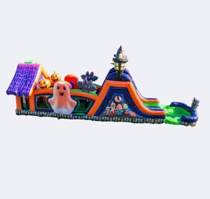 Castillo Inflable con Tobogán para Niños con Temática de Halloween - Castillo Hinchable con Decoración de Fantasma, Gato y Calabaza - Product Image 4