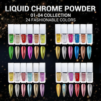 Bojun – Kit de 24 poudres liquides chromées, effet miroir, sans bavure, pour nail art métallique, sans TPO, avec FDS, vente en gros, modèle MCB