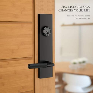 Manija Moderna para Puerta Principal en Negro Mate, Empuñadura Antideslizante, Juego de Cerradura de Entrada Resistente, Cerrojo <span class=keywords><strong>Exterior</strong></span> con Palanca, 3 Llaves, Izquierda/Derecha - Product Image 6