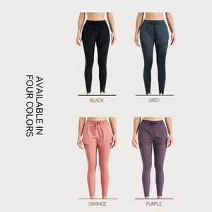 2 में 1 उच्च लोचदार योग पैंट के साथ 1 में 2 उच्च लोचदार योग पैंट, सांस लेने योग्य कपड़े धोने वाले ठोस पैटर्न लोचदार कमर बंद करना - Product Image 3