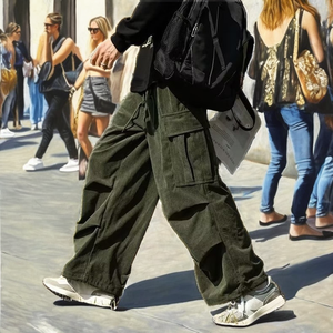 <b>Men</b> Casual <b>Cargo</b> Pants 6 Pocket Loose Fit Elastic Waist <b>Lightweight</b> Cotton <b>Trousers</b> Custom Logo OEM - Product Image 2