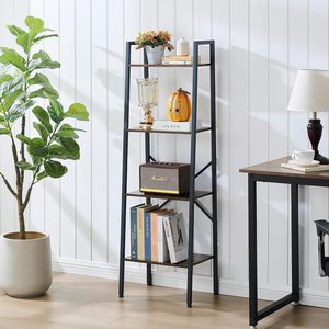 Étagère industrielle à 4 niveaux en forme d'échelle, étagère étroite en forme d'échelle, bibliothèque <span class=keywords><strong>haute</strong></span> autoportante, étagère ouverte mince en forme d'échelle, pour salon - Product Image 2