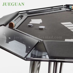 Texas Hold Em Oval Casino Poker Playing <strong>Card</strong> Disc Foot <strong>Table</strong> 8 Person Tempered Glass Poker <strong>Table</strong> - Product Image 4