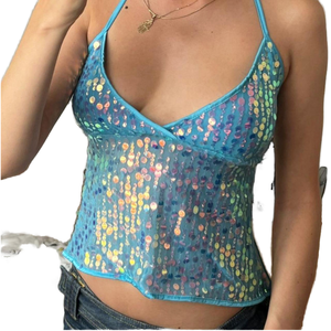Débardeur Femme Style Européen Été Couleur Unie Tricoté Respirant Motif Arête de Poisson Haut Court Épaule Classique Manches Courtes - Product Image 1
