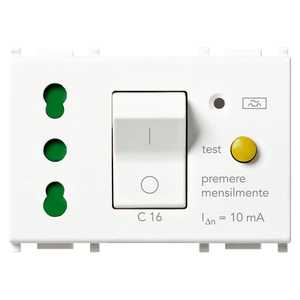 2P + T 16A P17/11 intb + mtdiff ซ็อกเก็ตสีขาว C16ปุ่มทดสอบ10mA - Product Image 1