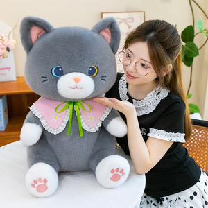 Peluche chat mignon en gros avec collier floral et nœud, idéal pour cadeau de naissance, de mariage, de fête, récompense de <span class=keywords><strong>maternelle</strong></span> ou cadeau pour enfants - Product Image 5