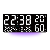 Jam Meja Digital Font Besar Lampu Malam Tampilan Suhu Kelembaban Alarm Ganda Dekorasi Rumah Jam Dinding Elektronik