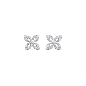 Boucles d'oreilles clous papillon en or rose avec diamants ronds taille brillant sertis pavé, bijoux fins classiques pour femme, à porter au quotidien - Product Image 1