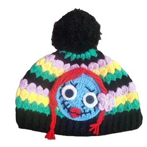 Nightmare Skeleton Boy and Girl Crochet Beanie Pattern con Applique hat funny party dance dress up hat