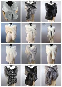 Hiver Multicolore Mariage Mariage Châles Chaud Cape Echarpe Femmes Manteaux Robe de Soirée Imitation Raton Laveur <span class=keywords><strong>Fourrure</strong></span> de Renard Châle Cou Echarpe - Product Image 4