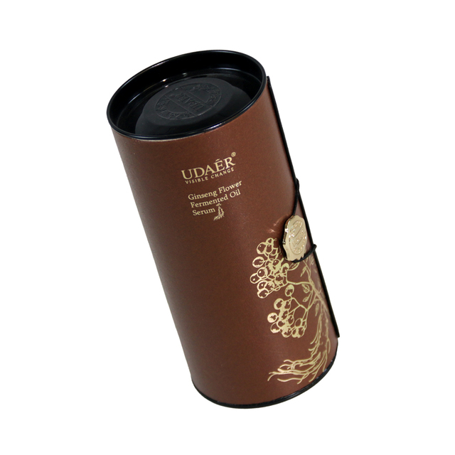 Eco-Friendly Biodegradable Customizable Size Paper Tube Packaging Boxes with Circular Gold-embossed Lid for Cosmetic