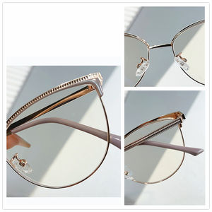 Monture optique 2022 2023 oro sopracciglio rosso marrone tawny metallic frame anti blue light pretty women occhiali da vista per gatti femminili - Product Image 6